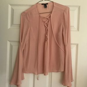 tie-up blouse - pale pink